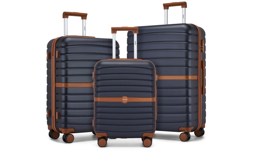 Image 31: KONO Stylish Stripe Design Suitcase with Spinner Wheels