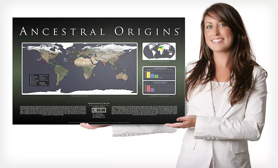 $99.99 for a DNA Ancestry Map from The Genetic Testing Laboratories, Inc. with Shipping Included ($218 Total Value) - Primary Image