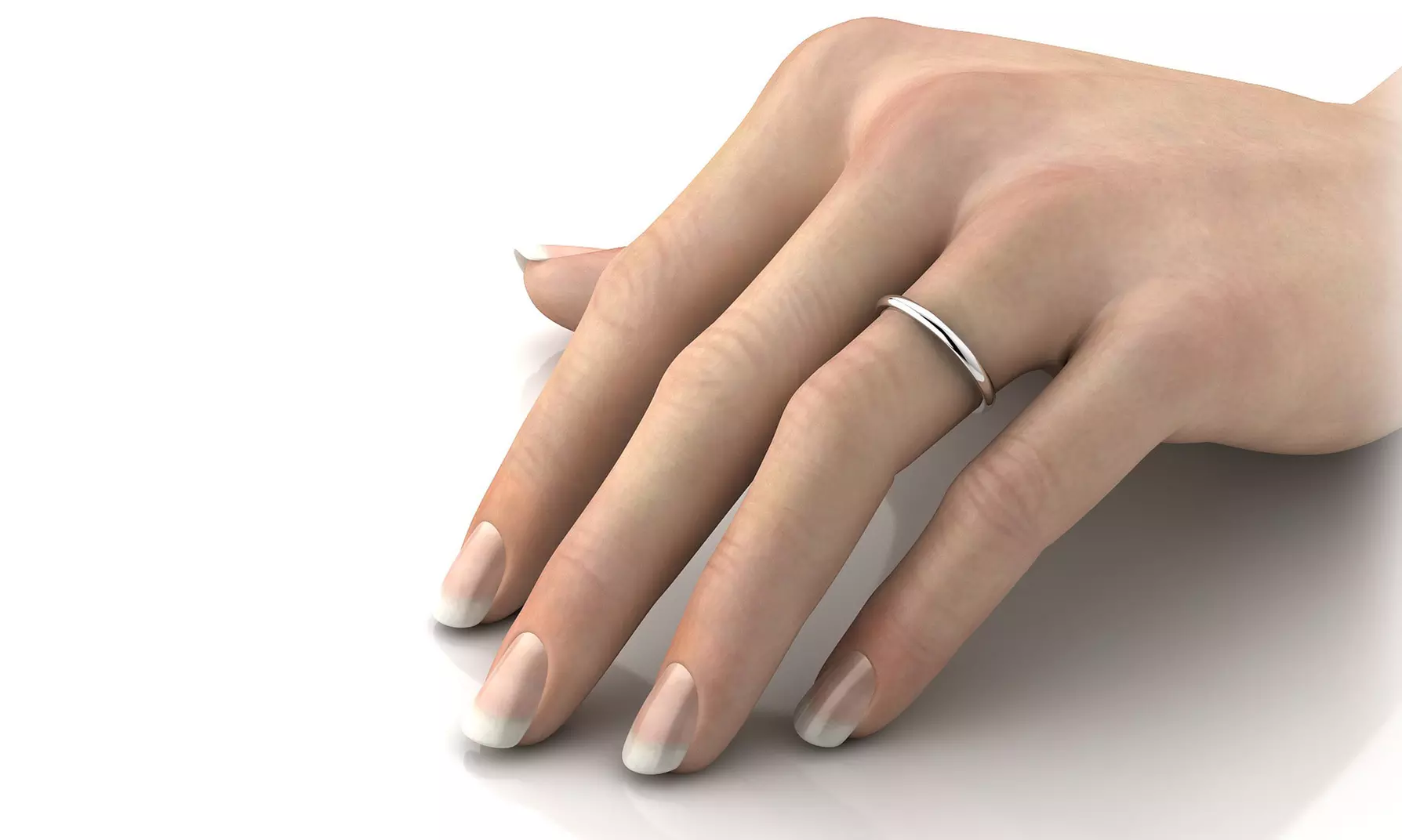 14K Solid Gold 2mm Band Ring for Men and Women - Second Medium