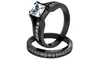 2.10ct Princess Cut Cubic Zirconia and Black Stainless Steel Wedding Ring Set