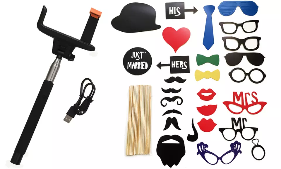 3D Luxe Selfie Bluetooth Stick with Prop Set - Primary Image