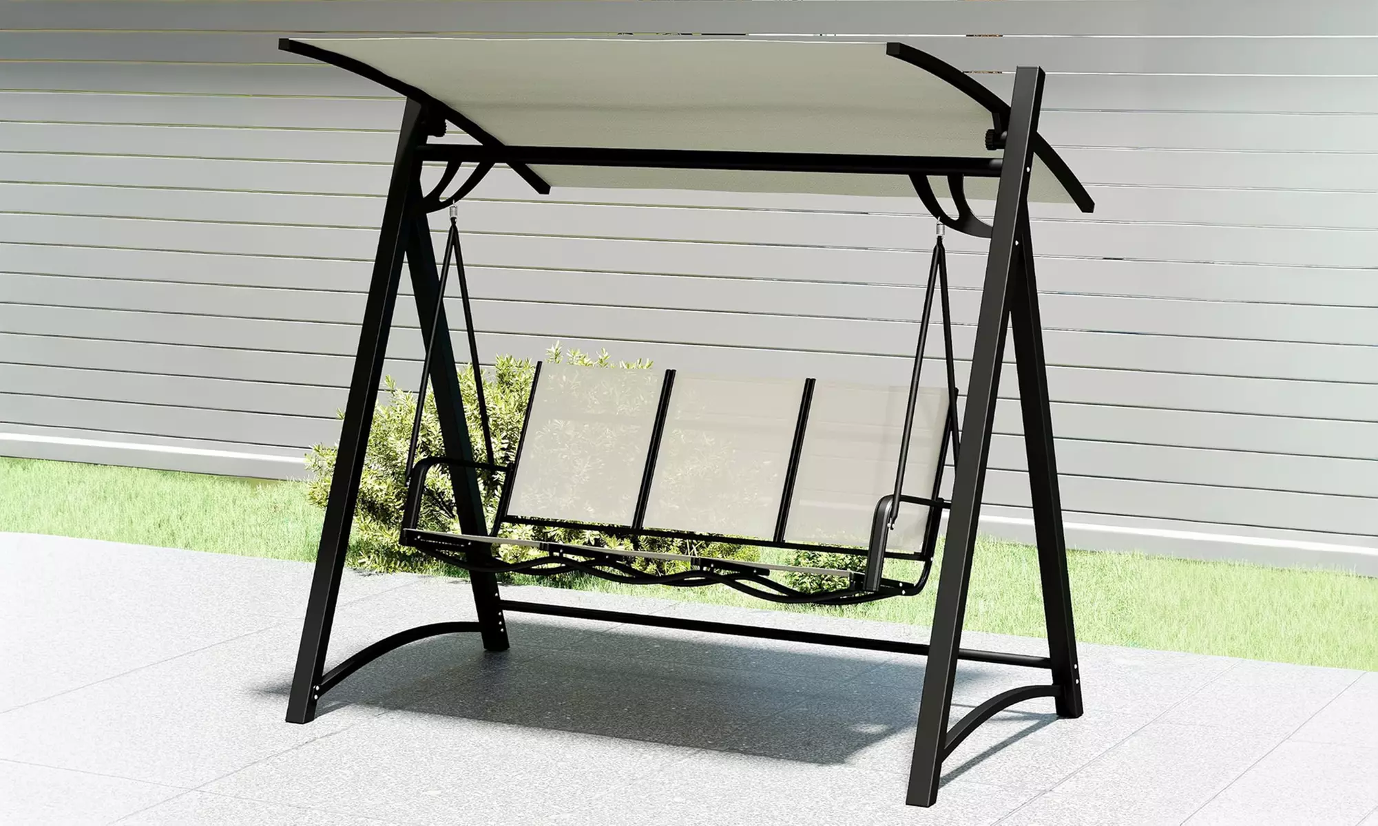Outsunny 3-Seater Garden Swing Chair; Metal or Wooden Frame