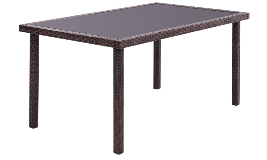 Image 35: Outdoor Garden Rattan Effect Tempered Glass Coffee Table with 6 Styles