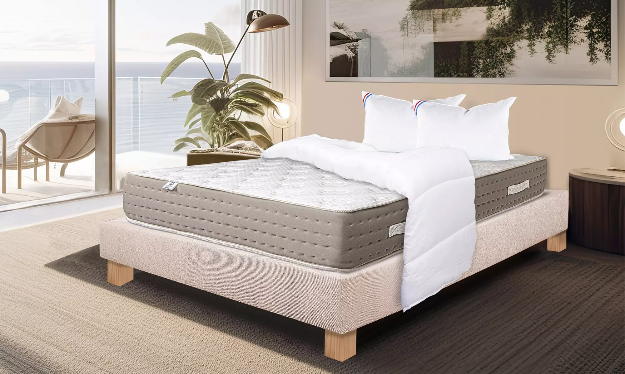 Matelas "Dreamlux", option sommier, oreiller, couette et tête de lit