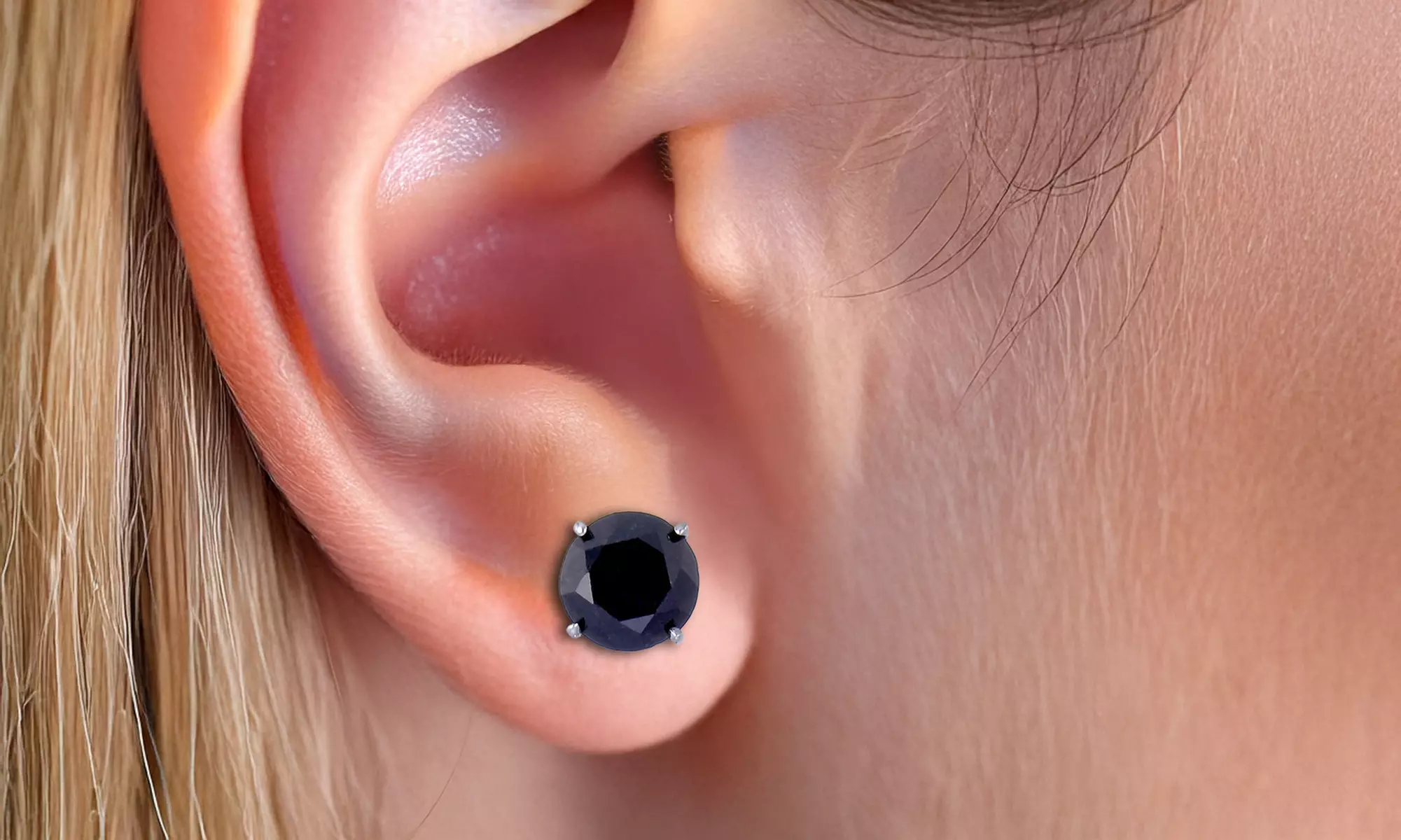 Paris Jewelry 14k White Gold 1 cttw Round Black Diamond Stud Earrings