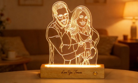 1 x drewniana lampa nocna 3D z personalizowanym zdjęciem - Justyling