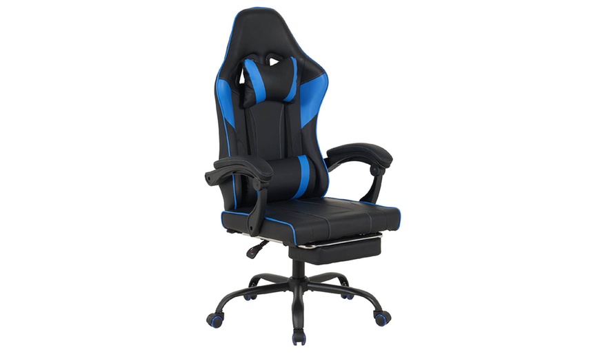Image 4: Silla gaming ergonómica negra con función de masaje