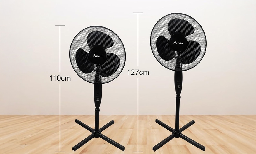 Image 2: Alivio 16-Inch 3 Speed Rapid Cooling with Adjustable Height Floor Fan
