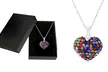 Multi Color Crystal Heart Necklace Made With Crystals From Swarovski - Second Medium