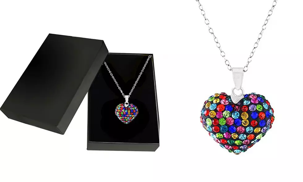 Multi Color Crystal Heart Necklace Made With Crystals From Swarovski