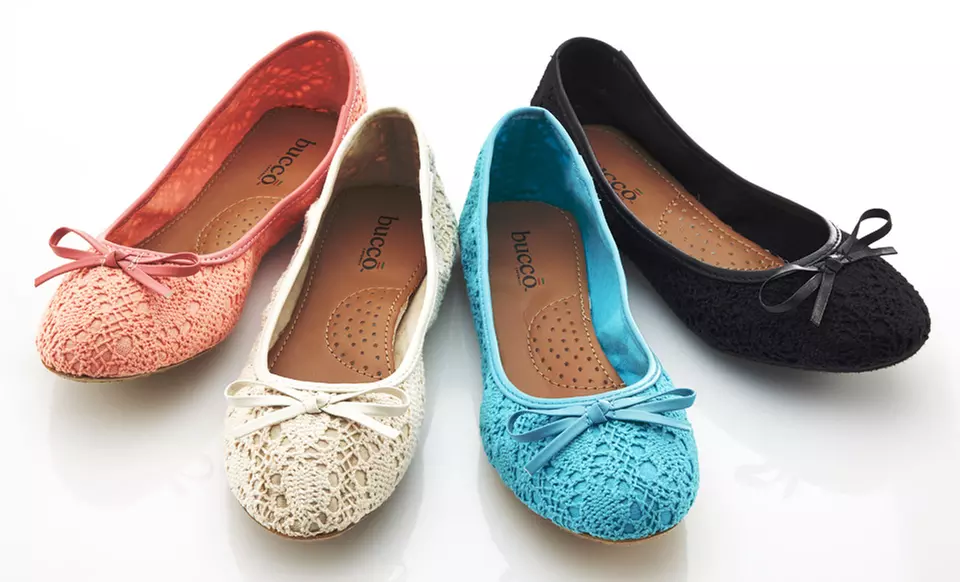$19.99 for Bucco Momo Crochet Ballet Flats ($45 List Price). Four Colors Available. Free Shipping and Returns. - Primary Image