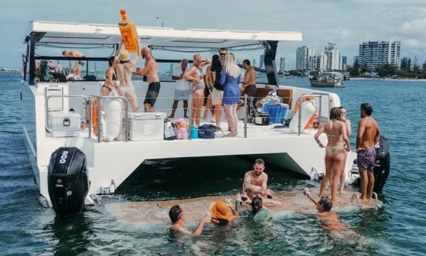 Image 1: 2.5 or 2-Hour Gold Coast Sunset Party Bar Cruise w/Optional Heated Spa