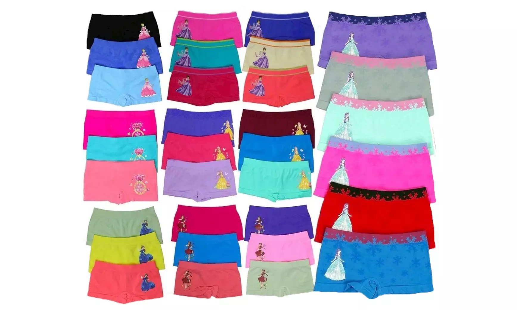 Girl's Pack Of 6 Or 12 Assorted Microfiber Boyshorts Underwear Panties