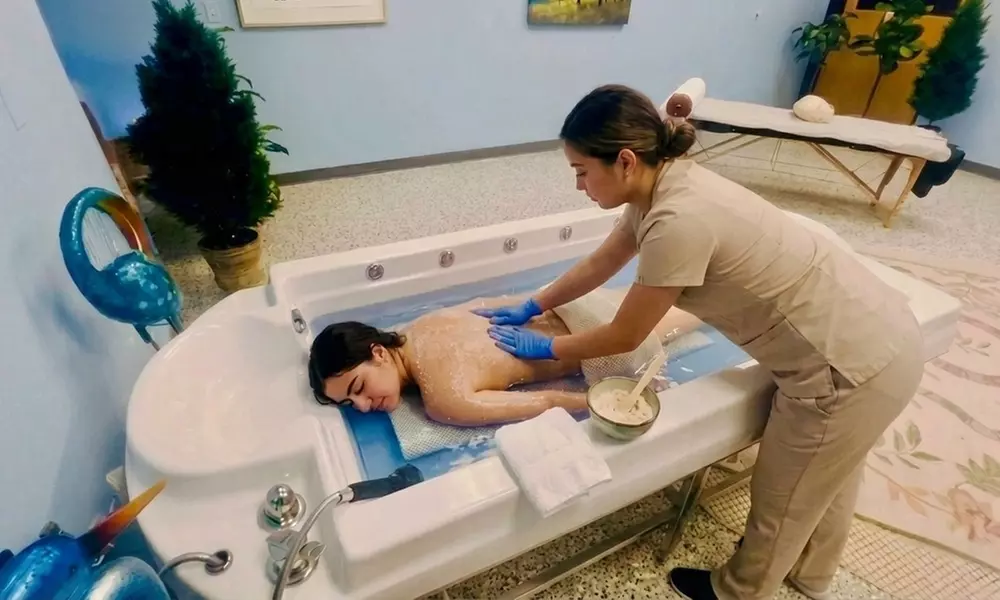 Get 30 Min Body Scrub, Hydrotherapy, Pure Mineral Glow & Table Shower