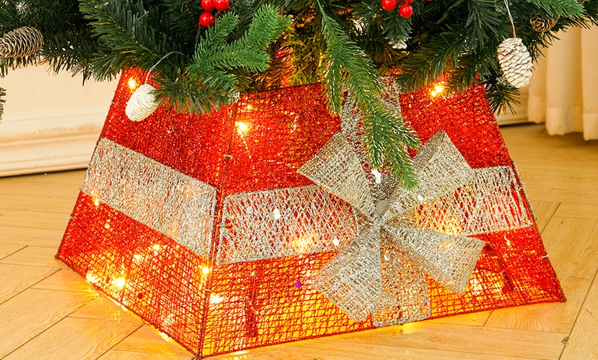 Image 1: Living And Home Christmas Square Tree Collar Basket