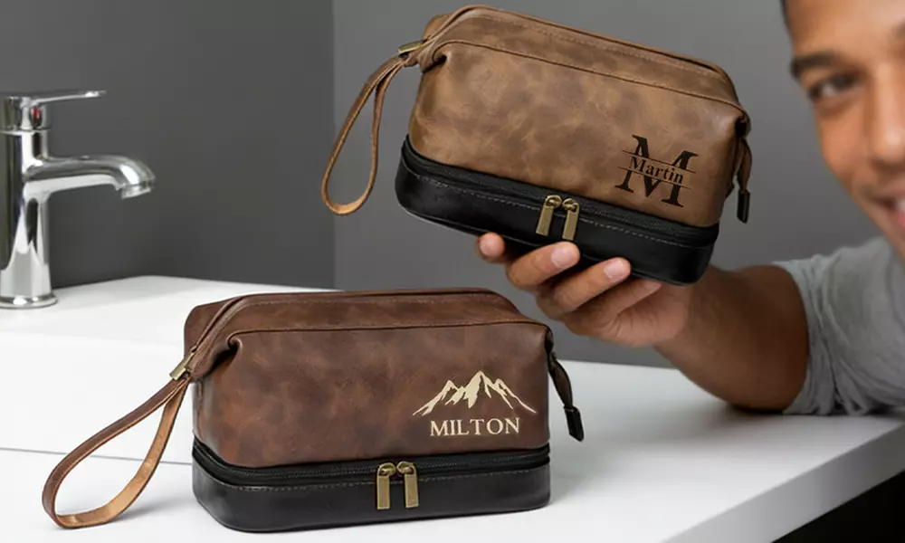 Travel in Style With Personalized Vegan-Friendly Leather Toiletry Bag (Up to 87% Off)