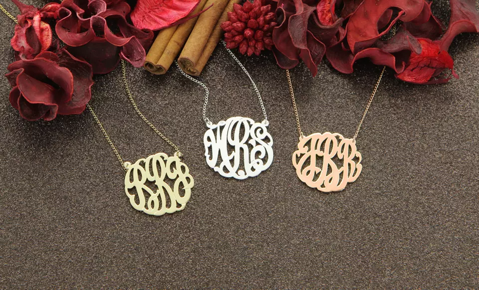 Rose-Gold-, Gold-Plated, or Sterling Silver Monogram Necklaces from Monogram Online Available from $39.99—$49.99 - Primary Image