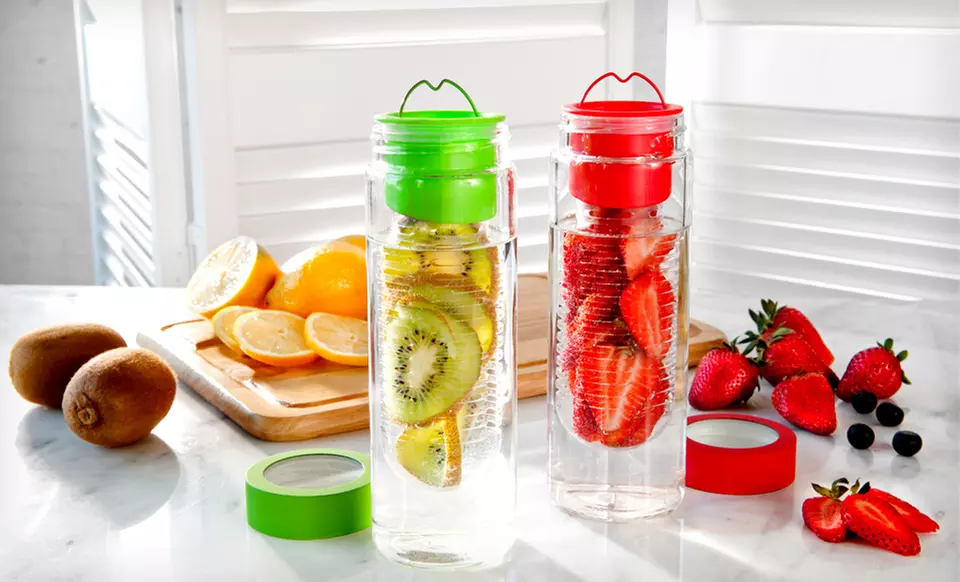 $24.99 for Two Fruit-Infuser Glass Water Bottles ($60 List Price). Four Colors Available. Free Shipping and Returns. - Primary Image