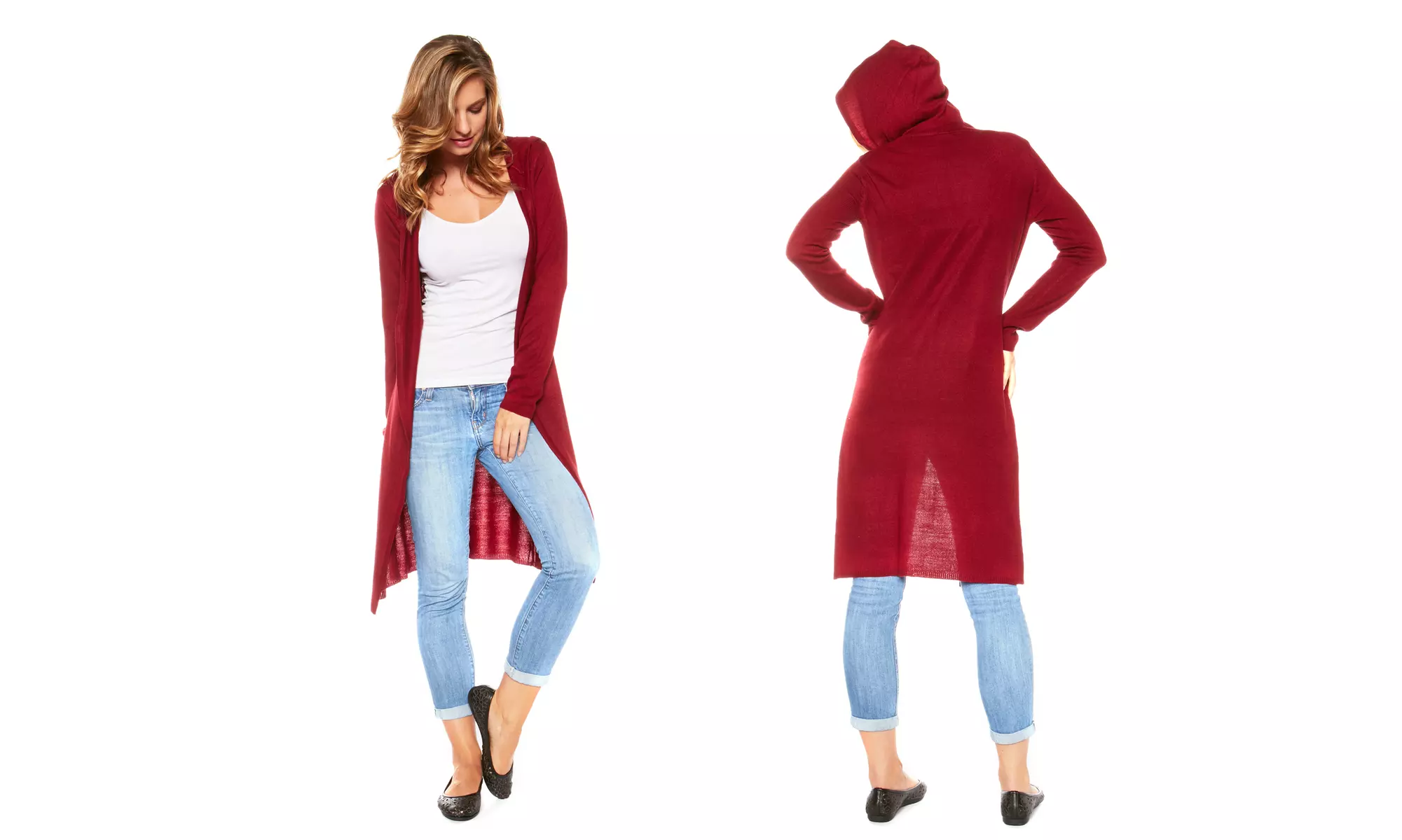 Women's Long Hooded Cardigan - Second Medium