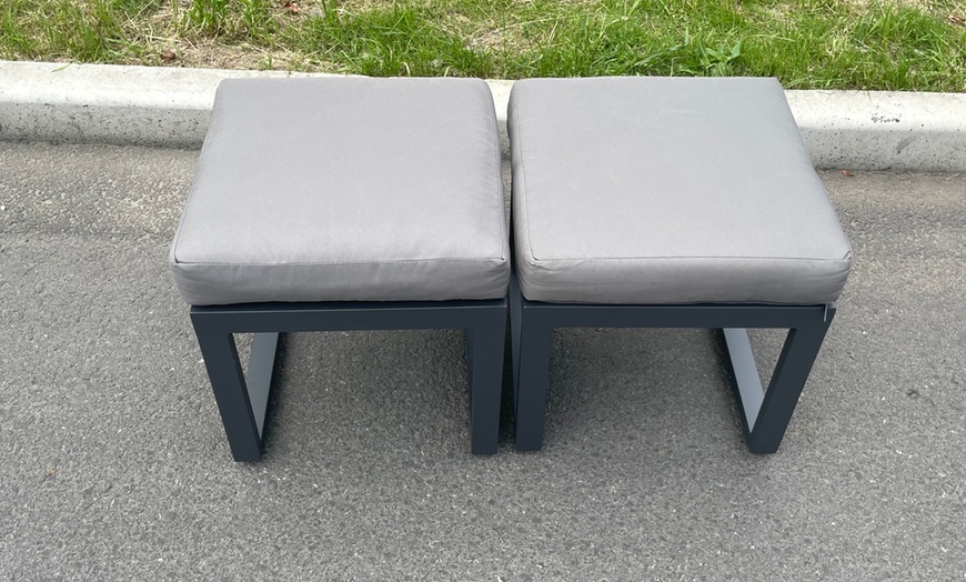 Image 6: Fimous Aluminium 10-Seater Outdoor Patio Dining Set with Fire Pit