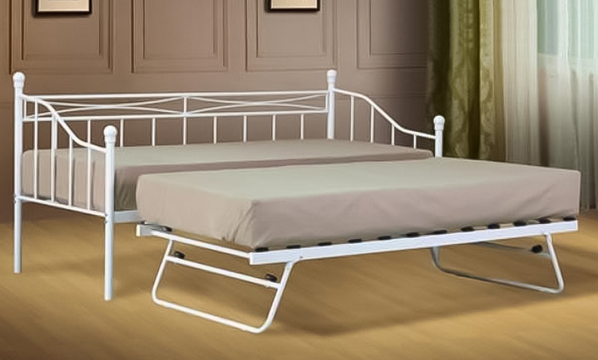 Image 1: Montpellier Metal Day Bed Frame, Trundle or Set