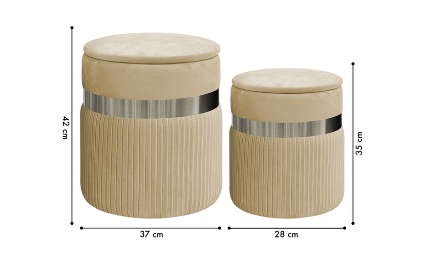 Image 4: Coppia di pouf in velluto