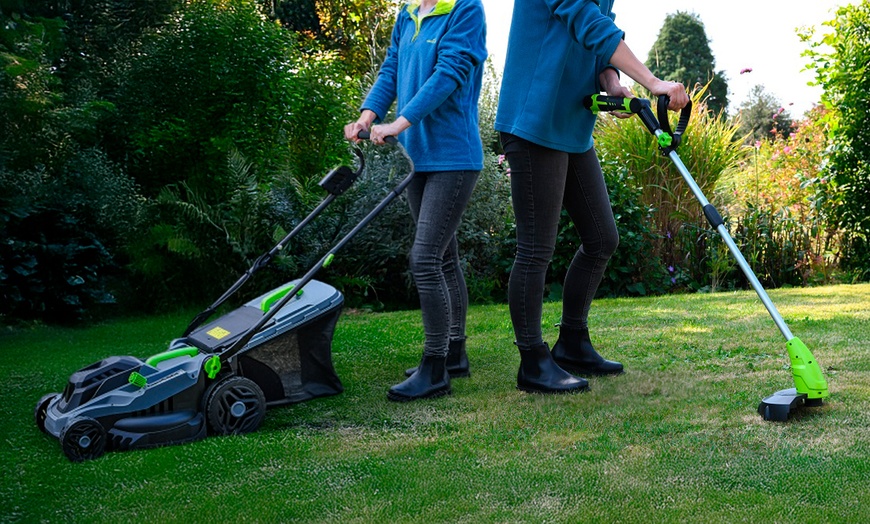 Image 1: Aerotek 1600W Lawn Mower and 12V Grass Trimmer