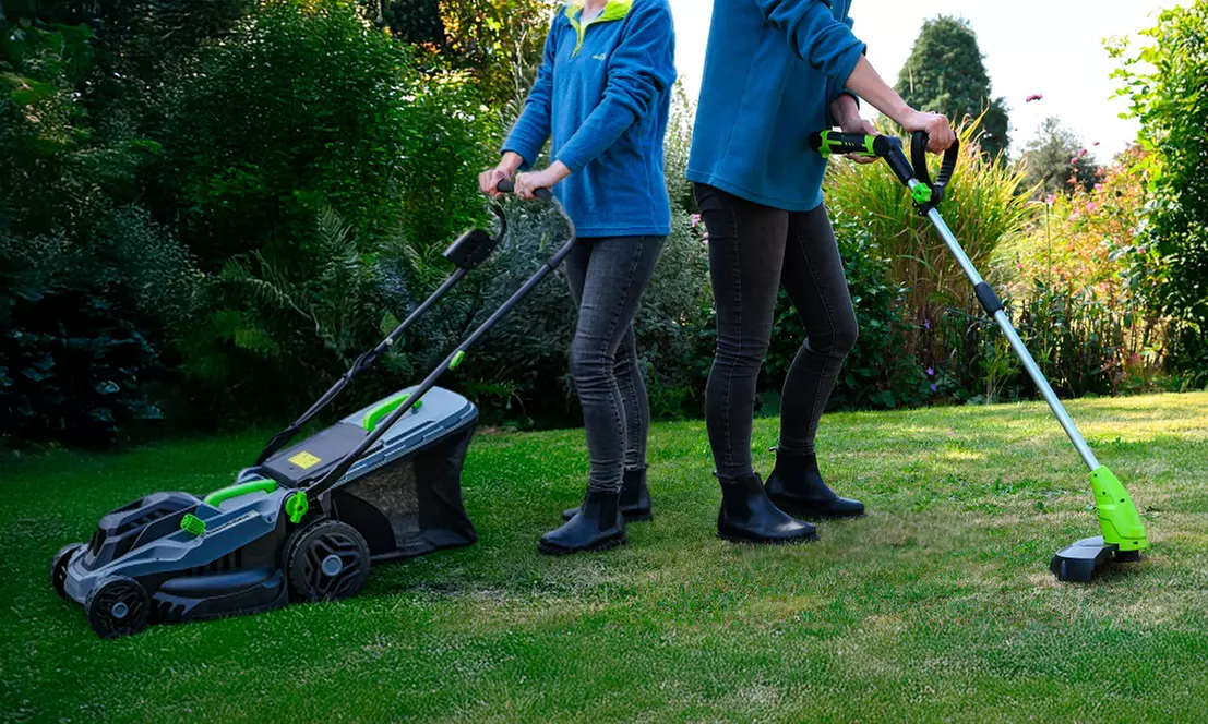 Complete Corded Lawn Mower & Cordless Grass Trimmer Garden Care