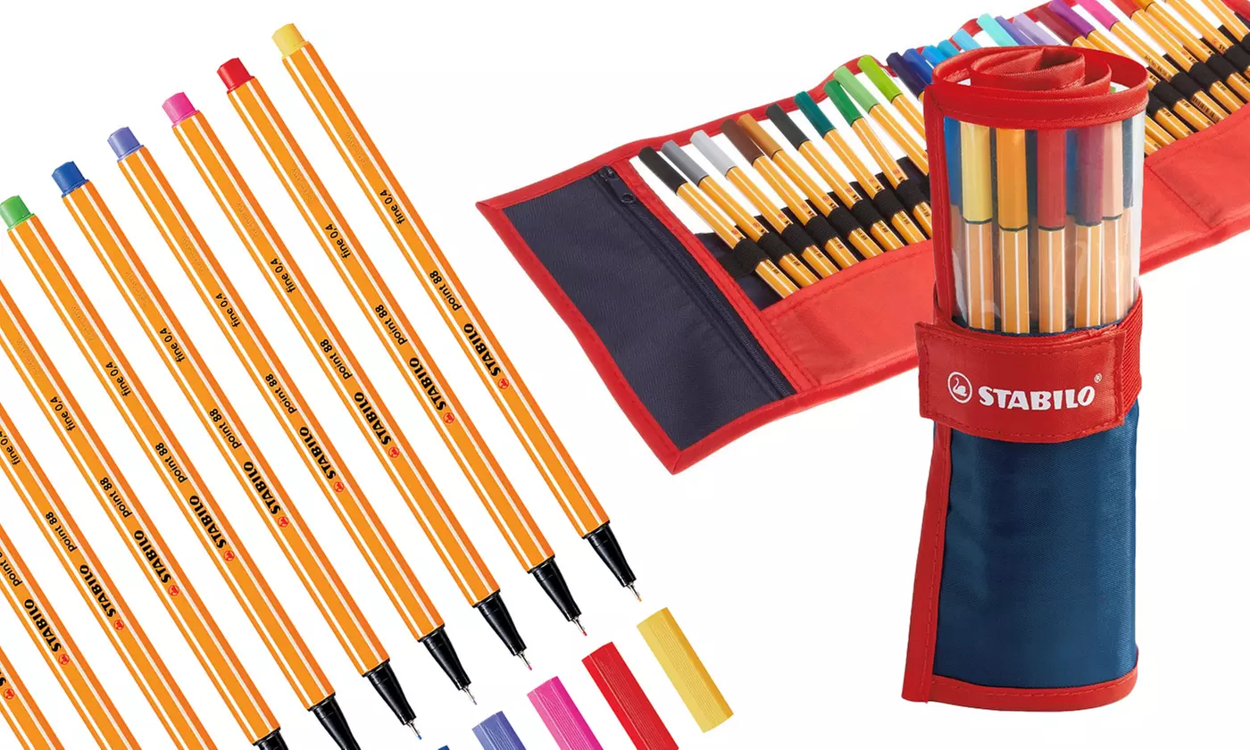 Stabilo Point 88 Fineliner Pen Sets with Carrying Case (25- or 30-Piece) - Primary Image