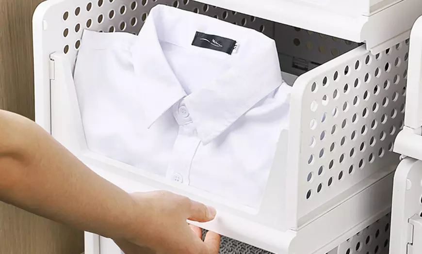 Image 16: Foldable Stackable Drawer Storage Basket 