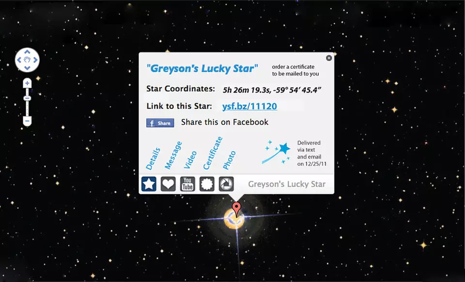 Name One or Two Stars with a Personalized Video, Message, Photo, and Certificate from Your Star Forever  - Second Medium