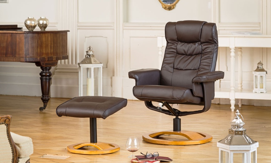 Image 3: Bonded Leather Reclining Chair