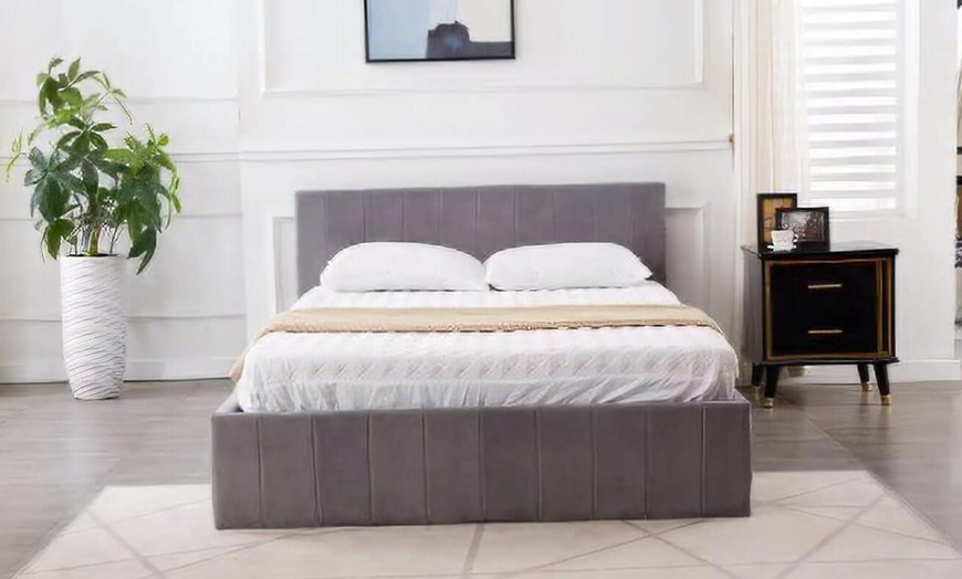 Image 4: Gas-Lift Ottoman Bed Frame with Under-Bed Storage