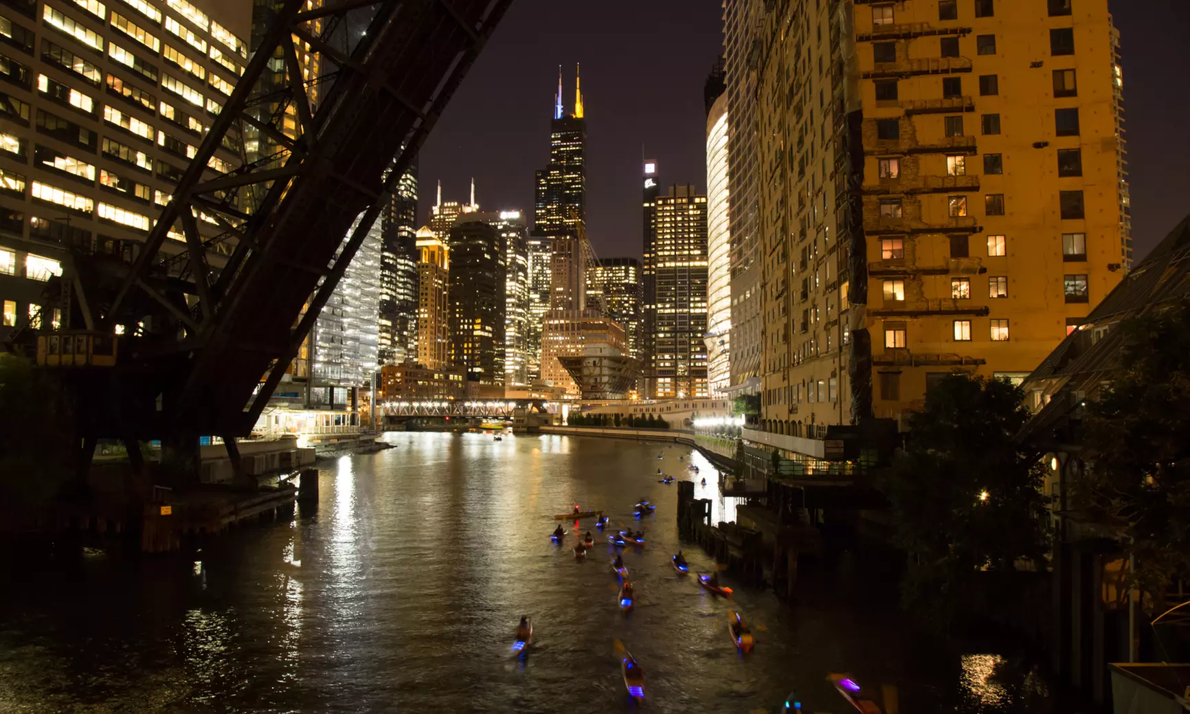 City Lights Night Paddle or Chicago River Sunset Paddle for One or Two from Kayak Chicago (Up to 38% Off) - Second Medium