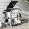 Image 1: PawHut Cat House Spacious Two-Level Design for Indoor/Outdoor Use