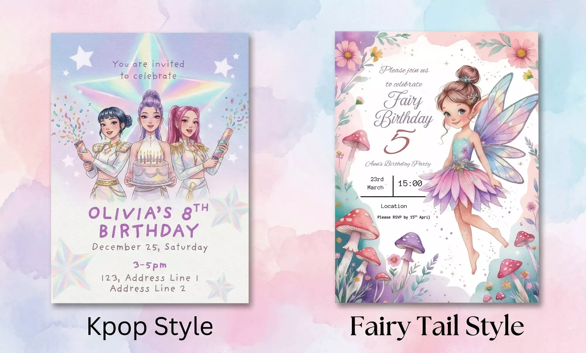 Custom Baby Birthday Invite – Digital 5x7 File in 9 Adorable Styles