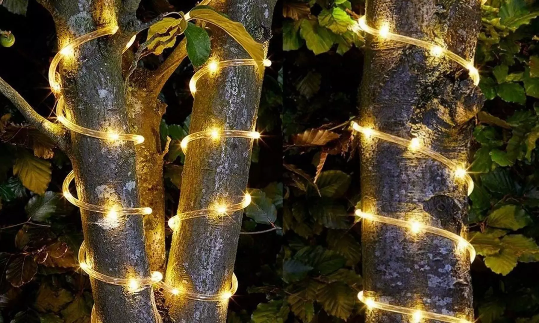 2 Pack Solar String Lights Outdoor Rope Lights 8 Modes 200 LED Solar Fairy Light