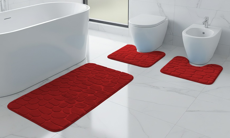 Image 7: Ensemble de 3 tapis de bain antidérapants en mousse à mémoire de forme
