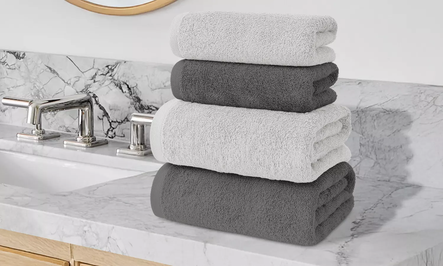 Juego de 4 toallas de baño de algodón en 2 colores