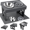 Image 2: Elevated Pet Food Bowl Water Bowl Feeder Adjustable Height