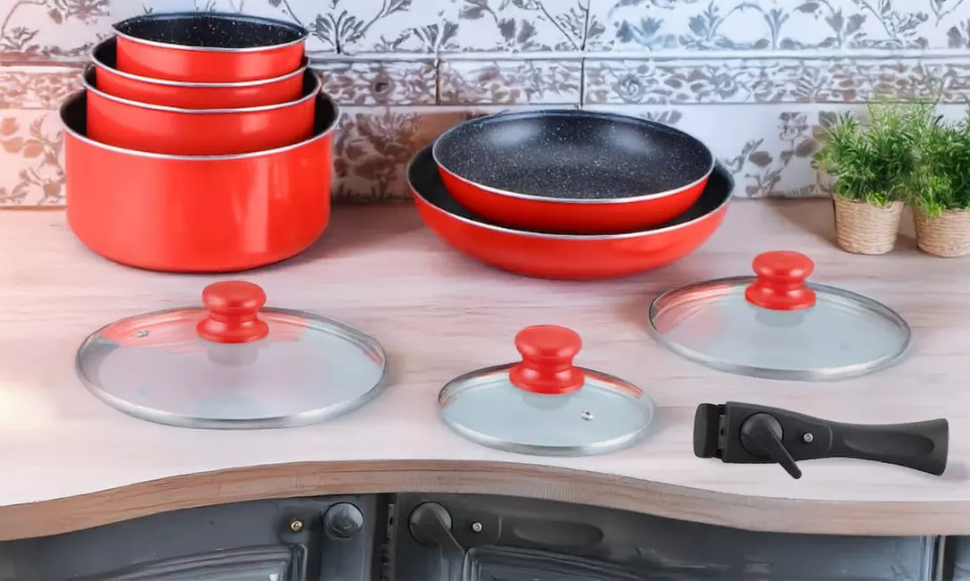 Batterie de cuisine revêtement pierre 10 pièces Hagen