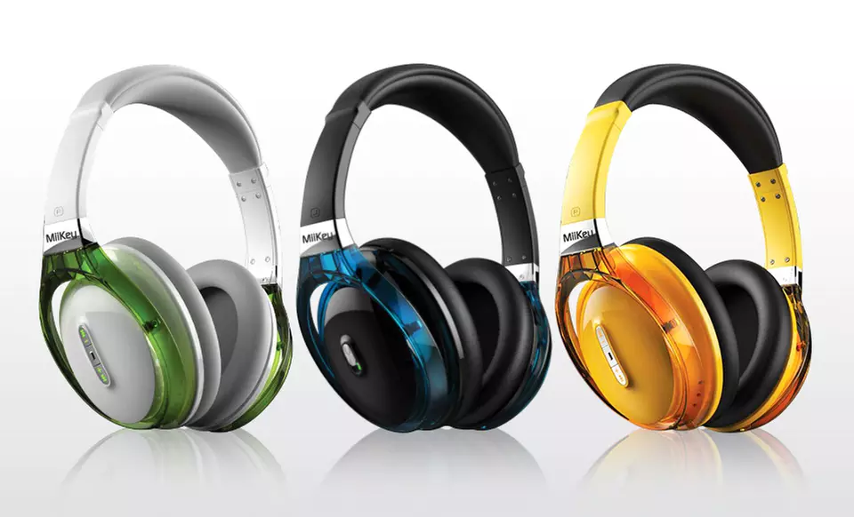 MiiKey Rhythm NFC Wireless Bluetooth Headphones in Black, White, or Yellow - Primary Image