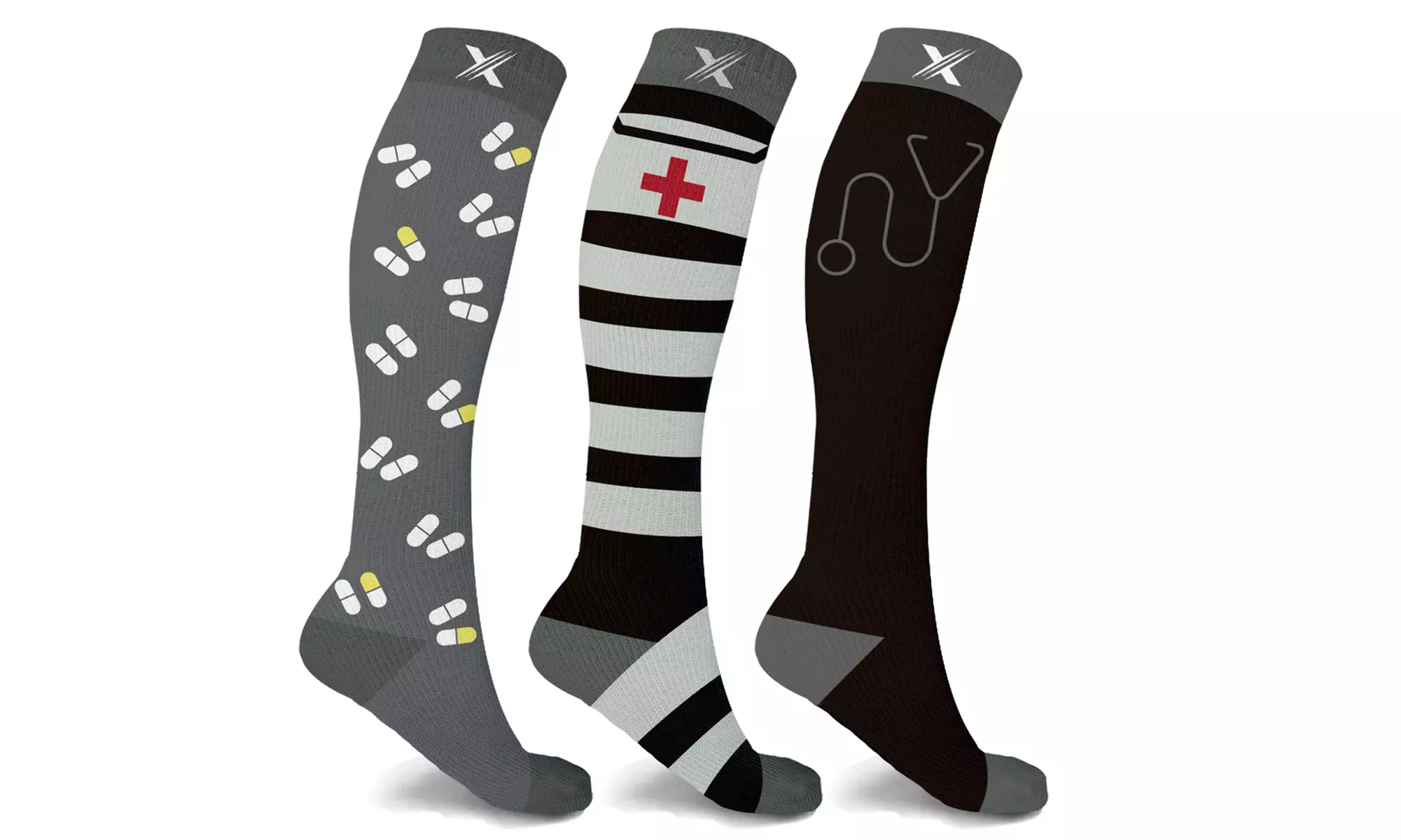 XTF Medical Knee-High Compression Socks Collection (3 or 6 Pairs)