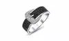 Black and White Buckle Band in 18K White Gold