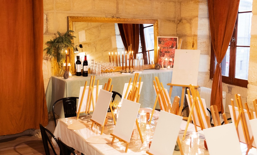 Image 2: Peinture, vin et planche de charcuterie avec Josette Pinot et Pinceau