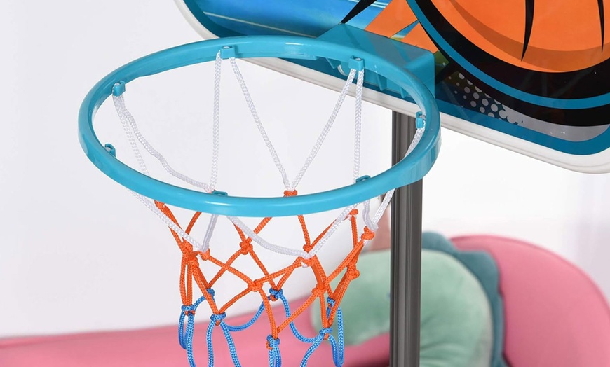 Image 3: HomCom Kids Portable Basketball Hoop and Stand Set