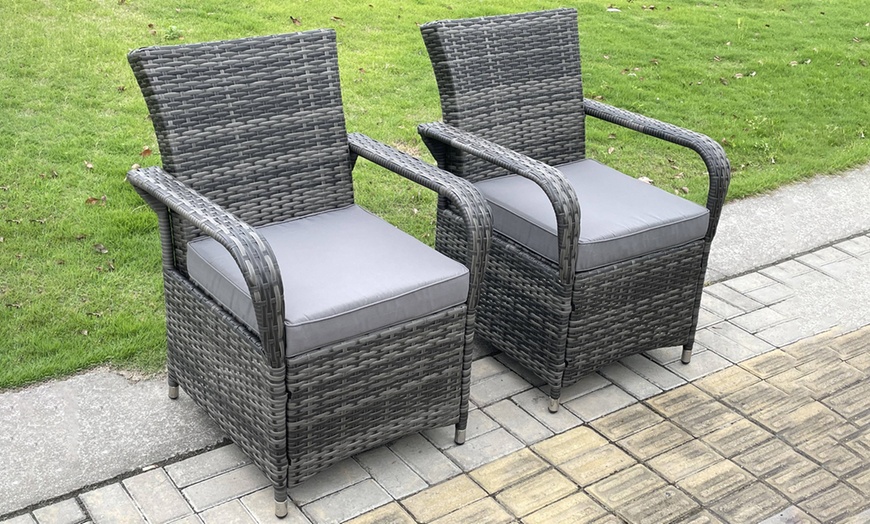 Image 3: Rattan Gartenmöbel Set mit rechteckigem Esstisch und 6 Stühlen