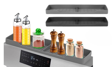 Silicone Kitchen Stove Top Shelf Magnetic Stovetop Oven Spice Rack Organizer Grey in rgb