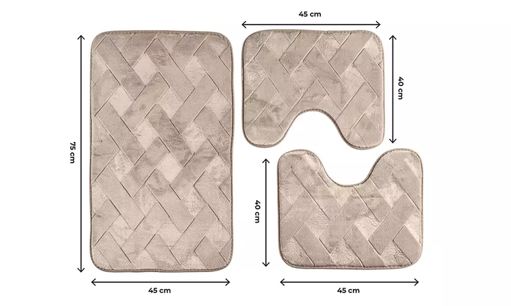 Lot de 3 tapis de bain à mémoire de forme Square