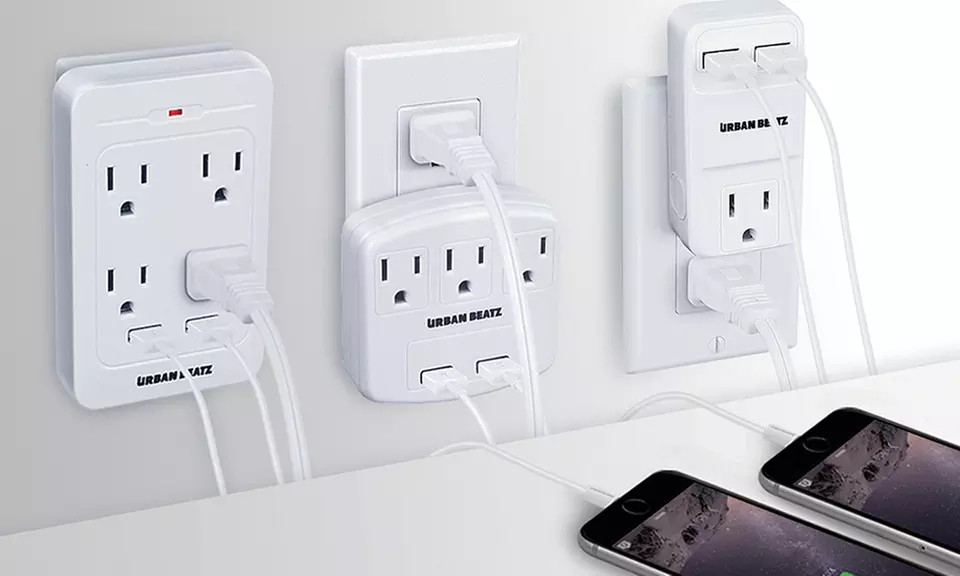 1-, 3-, or 4-Outlet and Dual-USB Wall Charging Station from $9.99–$16.99 - Primary Image